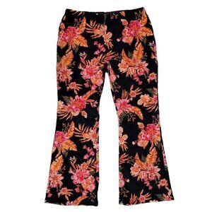 Corduroy High Rise Flare Pants Size XXL (19) Juniors Floral No Boundaries